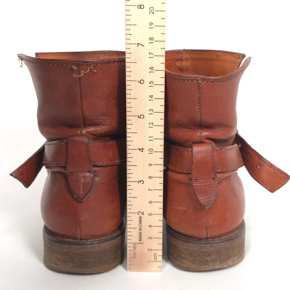 MADEWELL‎ Women's Leather Ankle Boots 7.5 Brown Buckle Strap Low Heel Casual